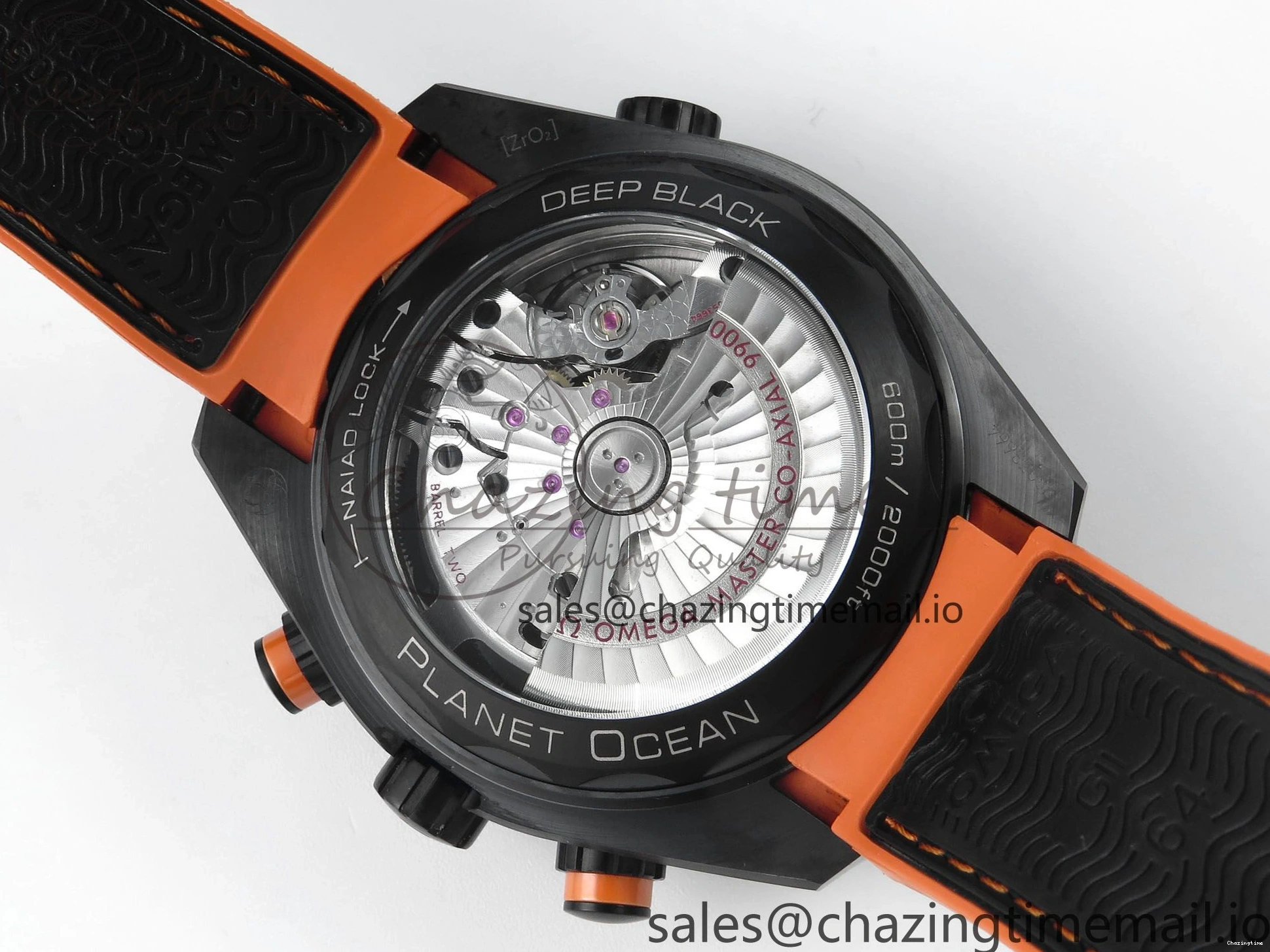 0210 Attractive Planet Ocean Master Chronometer 600M 45.5mm SCF 1:1 Best Edition Black Orange Bezel Black Dial on Black Rubber Strap A9900 Super Clone 7668